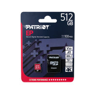 Patriot EP V30 A1 512GB MicroSDXC Card with Adapter | High-Speed Memory for Android & 4K Video