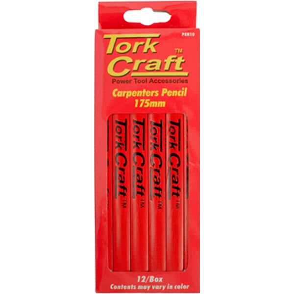 Tork Craft Carpenters Pencils 175mm - Red Woodworking Tools for Marking and Drawing