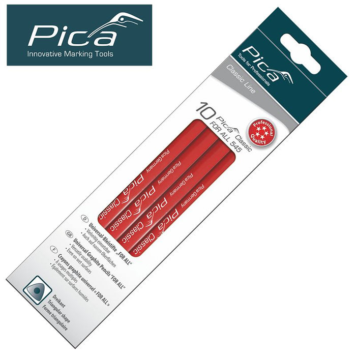 Pica Classic Universal Graphite Marking Pencils 10-Pack - Professional Quality for All Surfaces