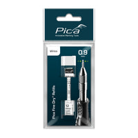 Pica Fine Dry White Refills, 0.9mm Leads - Precision Marking Tool Replacement Pack
