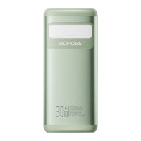 ROMOSS PMT30 30000mAh Power Bank - 30W Fast Charge, Green. Portable Charger for Phones, Tablets. Long Lasting Battery Backup