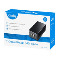 Cudy 2-Channel Gigabit PoE+ Injector: Power Over Ethernet Solution for IP Cameras, VoIP Phones & WiFi Access Points