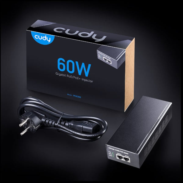 Cudy POE300 60W Gigabit PoE+ Injector: Power Over Ethernet Adapter. High Power, Ethernet Connectivity, Networking, Ethernet Cable.