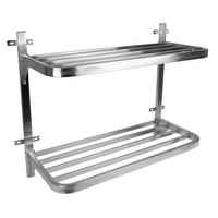 Stainless Steel Double Shelf Pot Rack Wall Mounted 900mm for Kitchen Storage