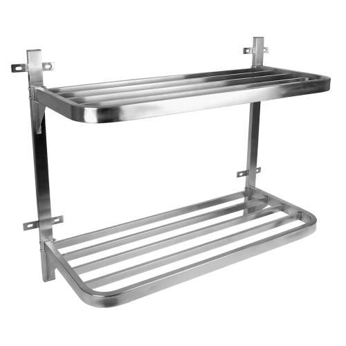 Stainless Steel Double Shelf Pot Rack Wall Mounted 900mm for Kitchen Storage