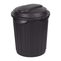 Black 60L Round Refuse Bin with Lid | Pride Waste Container for Home, Garden, Office