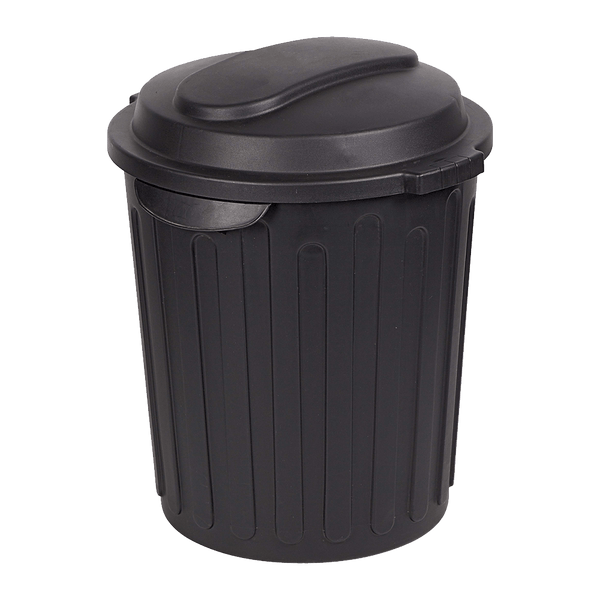 Black 60L Round Refuse Bin with Lid | Pride Waste Container for Home, Garden, Office