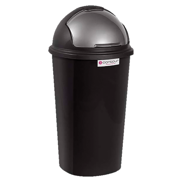 50L Flip Lid Round Black Refuse Bin - Kitchen Waste Trash Can