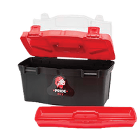 Pride Toolbox: Plastic Black 50cm Toolbox | Tool Storage Box with Tray & Compartments