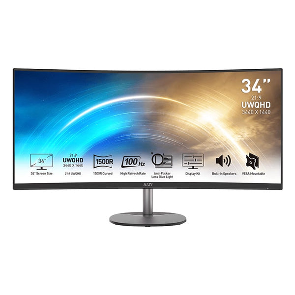 MSI PRO MP341CQ 34" Ultrawide Curved Monitor - UWQHD, Gaming Display