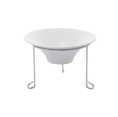 Fortis Tall Medium Round Bowl Stand - 252mm x 180mm - Stainless Steel & Ceramic Buffet Server