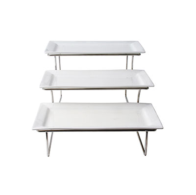 3-Tier Rectangular Display Stand - Buffet Server - Food Presentation - chavda.com