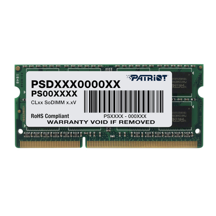 Patriot Signature Line 8GB 1600MHz DDR3 Dual Rank SODIMM Notebook Memory-PSD38G16002S