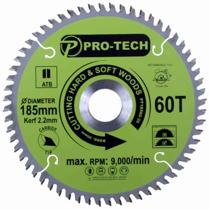 SAW BLADE TCT 185 X 2.2 X 30 X 60T WOOD PROF.