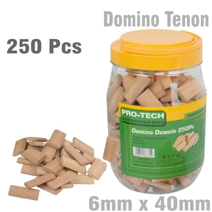 Domino Dowels 6x40mm - 250 Piece Beech Wood Set | Woodworking Joinery, Furniture Making, Durable Tenon Connectors
