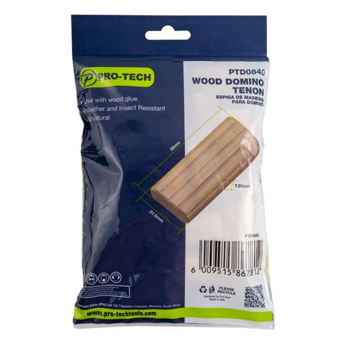 Pro Tech Domino Tenon 8 X40 Mm 50 Pc Pack Beech Wood Ptd0840
