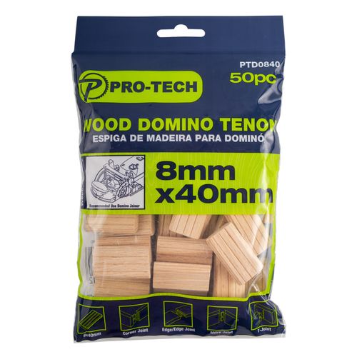 Pro Tech Domino Tenon 8 X40 Mm 50 Pc Pack Beech Wood Ptd0840