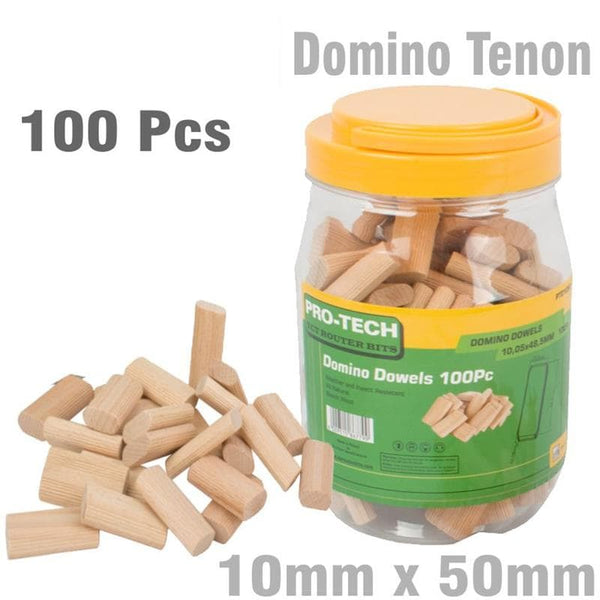 Domino Tenons 10x50mm 100pc Beech Wood Dowels for Woodworking Joints. Pro-Tech Router Bits.