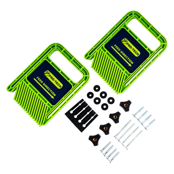 Pro-Tech Feather Boards: 2-Piece Set for Woodworking Safety on Table Saws and Routers. Incl. Fixings.