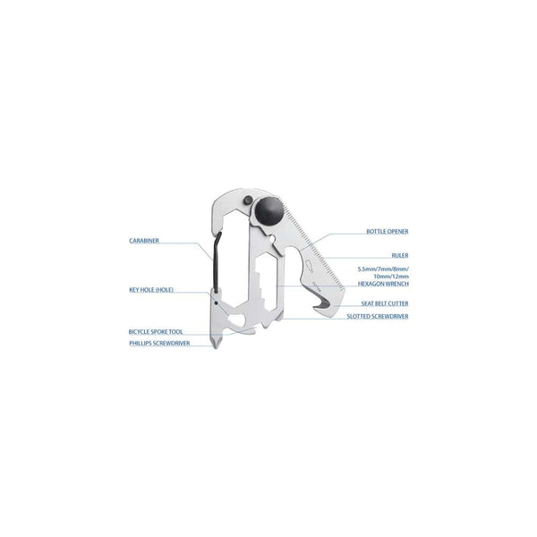 9-in-1 Pocket Multi-Tool: Bottle Opener, Screwdrivers, Wrench, Ruler, Carabiner, Spoke Tool, Seat Belt Cutter - Versatile & Compact