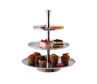 TIGER Pastry Stand - S/Steel - 3 Tier D438Mm X H495Mm - PTS0003