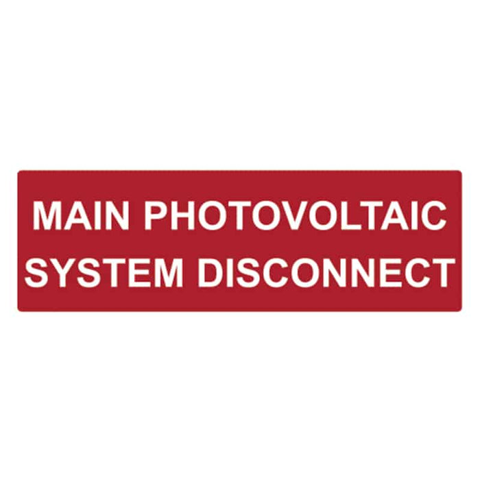 Main Photovoltaic System Disconnect Warning Label - 44x139mm Solar PV Disconnect Sign