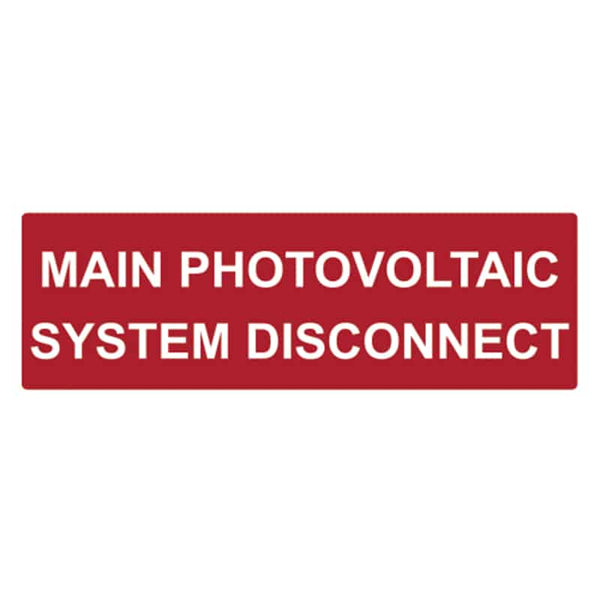 Main Photovoltaic System Disconnect Warning Label - 44x139mm Solar PV Disconnect Sign