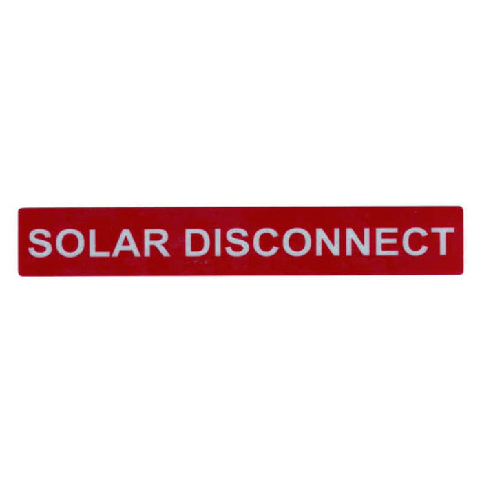 Solar Disconnect Label - Red and White - HellermannTyton 25x165mm - Safety Warning Sign