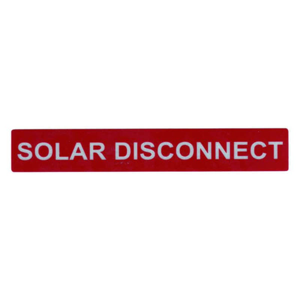 Solar Disconnect Label - Red and White - HellermannTyton 25x165mm - Safety Warning Sign