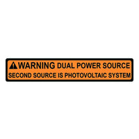 HellermannTyton Solar Dual Power Source Warning Label - Orange, 19x104mm. Hazard Sign for Photovoltaic Systems.