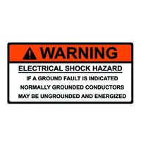 Electrical Shock Hazard Warning Sign: Ground Fault Alert, Energized Conductors