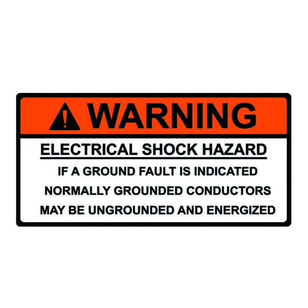 Electrical Shock Hazard Warning Sign: Ground Fault Alert, Energized Conductors