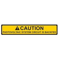 Solar Caution Label: Backfed Photovoltaic System - HELLERMANNTYTON Warning Sign