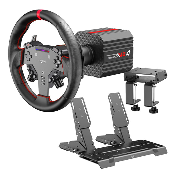 PXN VD4 Direct Drive Sim Racing Wheel – PD-HM Dual Pedal – Z8 Clamp Bundle-PXN-VD4BUNDLEABT