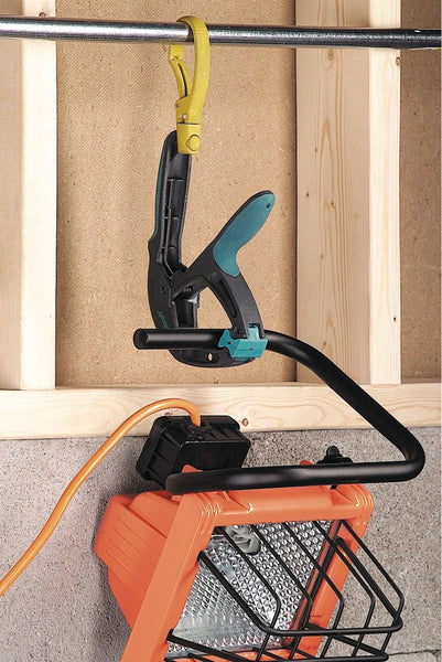 Wolfcraft Clamp with Hook suspending Lighting Fixture | Tool for Workshop Organization