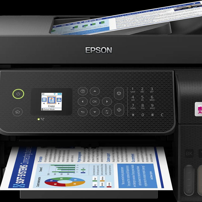 Epson - Epson 33ppm Mono 15ppm Colour A4 Print Scan Copy USB Wi-Fi/Wi-FiDirect Ethernet ManualDuplexPrint ADF incl 1 set of ink (2 x Black) - L5290 Printer Epson