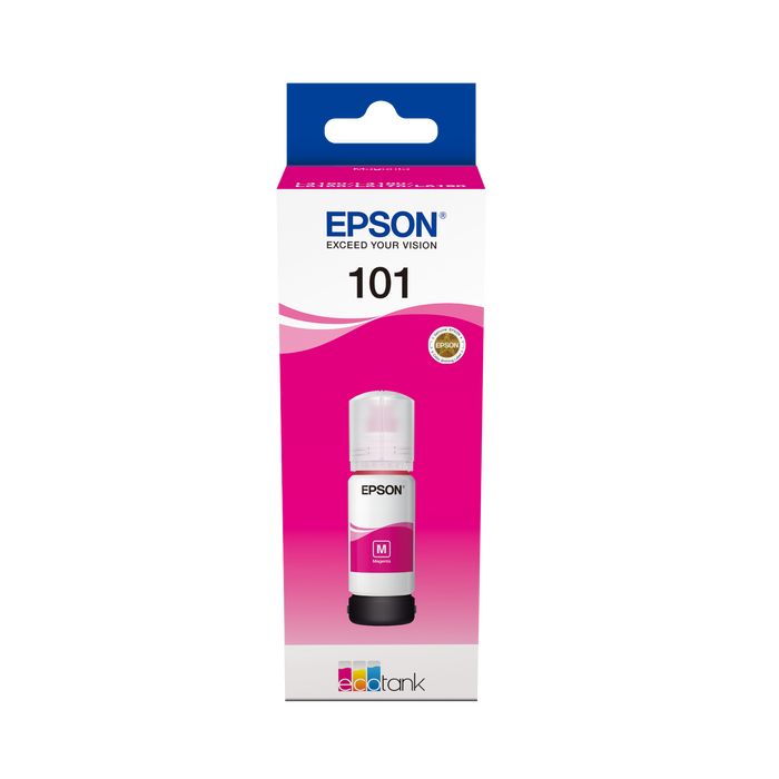 Epson 101 Ink Bottles Magenta 70ml Ecotank L4150 / L4156 / L4160 / L4260 / L6160 / L6170 / L6176 / L6190 / L6270 / L6290 / L6370 / L14150 6000 pages - T03V34A
