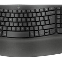 Logitech Wave Keys - Wireless Ergonomic Keyboard - Bluetooth - Intergrated Palm rest - Graphite - Logitech Wave Keys