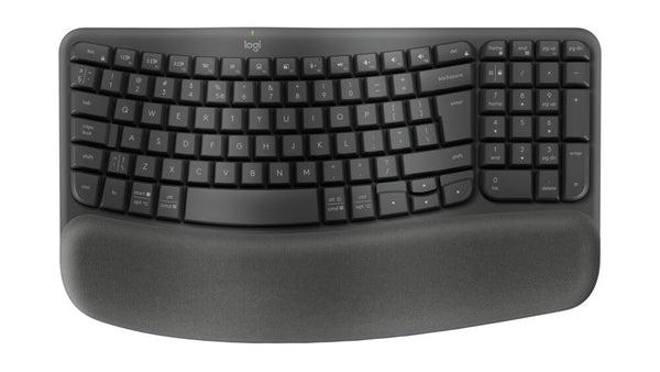 Logitech Wave Keys - Wireless Ergonomic Keyboard - Bluetooth - Intergrated Palm rest - Graphite - Logitech Wave Keys