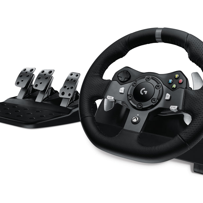 Logitech - Logitech G920 Driving Force Racing Wheel – Gaming Accessory – Stainless steel paddle and hand stitched leather wheel - Logitech G920 Driving Force Racing Wheel Logitech