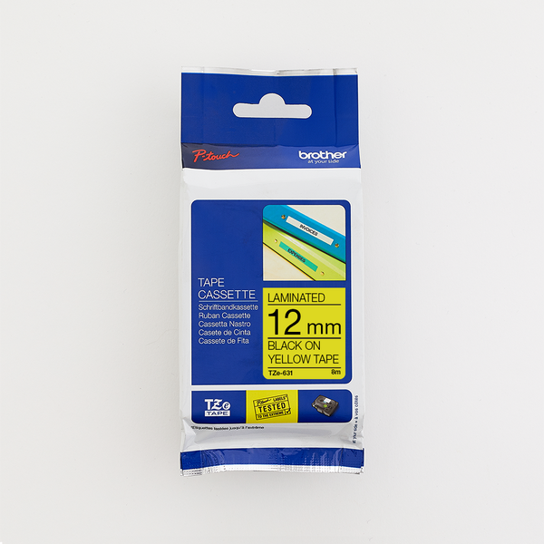 Brother 12MM Black on Yellow Laminated tape - TZ631