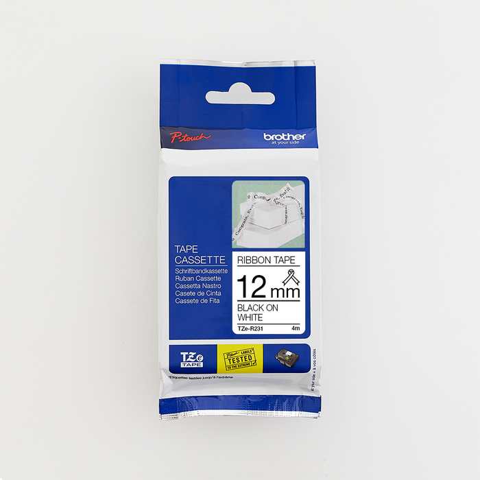 Brother - Brother 12MM Black on White Ribbon Tape (4m) - TZE R231 Brother