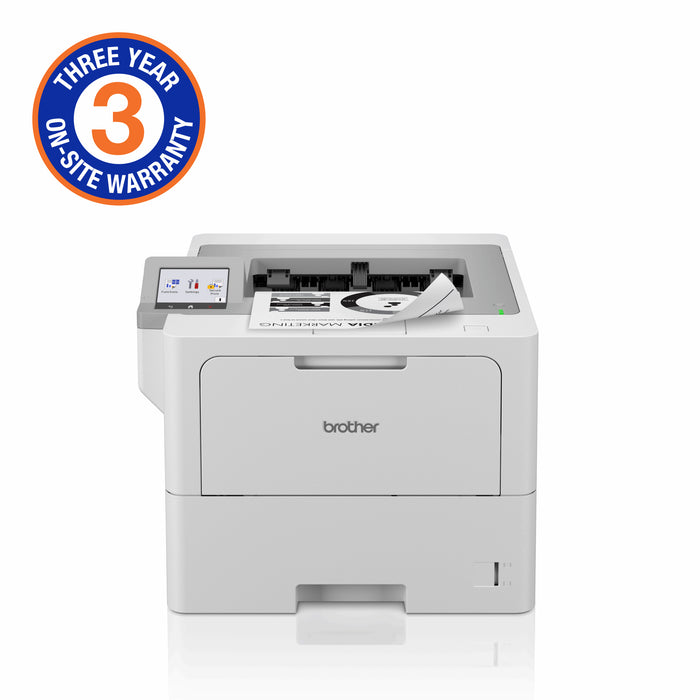 Brother High-Speed Monochrome Duplex Laser Printer with wired network capability (3YR onsite) - HL-L6410DN