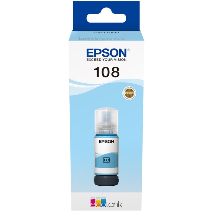 Epson - Epson 108 Ink Bottle Ligh Cyan 70ml for L8050 / L18050 - T09C54A Epson