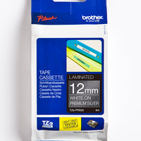 Brother - Brother 12MM White on Premium Silver tape 4m - TZE-PR935 Brother