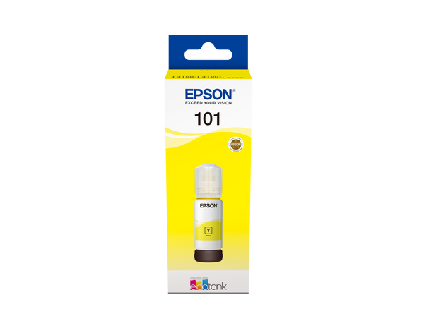 Epson 101 Ink Bottles Yellow 70ml Ecotank L4150 / L4156 / L4160 / L4260 / L6160 / L6170 / L6176 / L6190 / L6270 / L6290 / L6370 / L14150 6000 pages - T03V44A