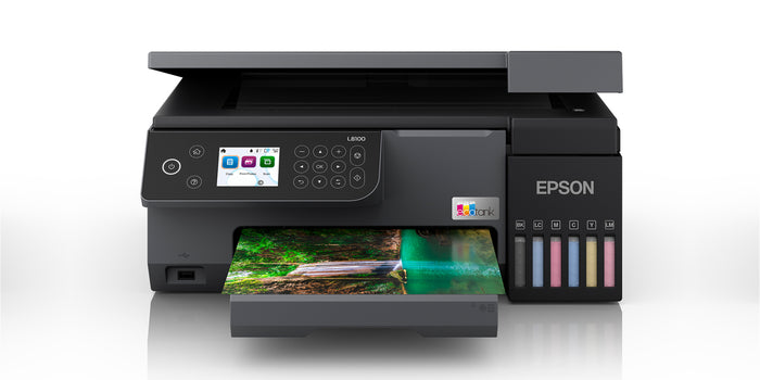 Epson - Epson 22ppm Mono 22ppm Colour A4 Single Function USB WiFi/WiFiDirect CD/DVD/PVC Card incl 1 set of Ink - L8100 Printer Epson