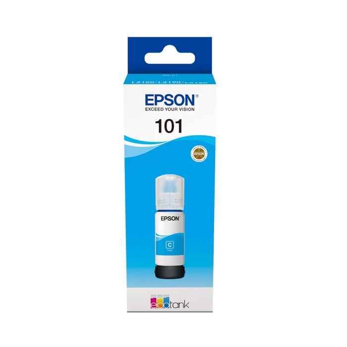 Epson 101 Ink Bottles Cyan 70ml Ecotank L4150 / L4156 / L4160 / L4260 / L6160 / L6170 / L6176 / L6190 / L6270 / L6290 / L6370 / L14150 6000 pages - T03V24A
