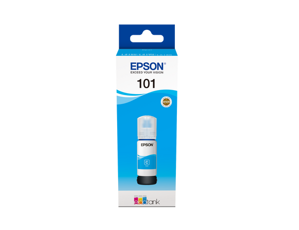 Epson 101 Ink Bottles Cyan 70ml Ecotank L4150 / L4156 / L4160 / L4260 / L6160 / L6170 / L6176 / L6190 / L6270 / L6290 / L6370 / L14150 6000 pages - T03V24A