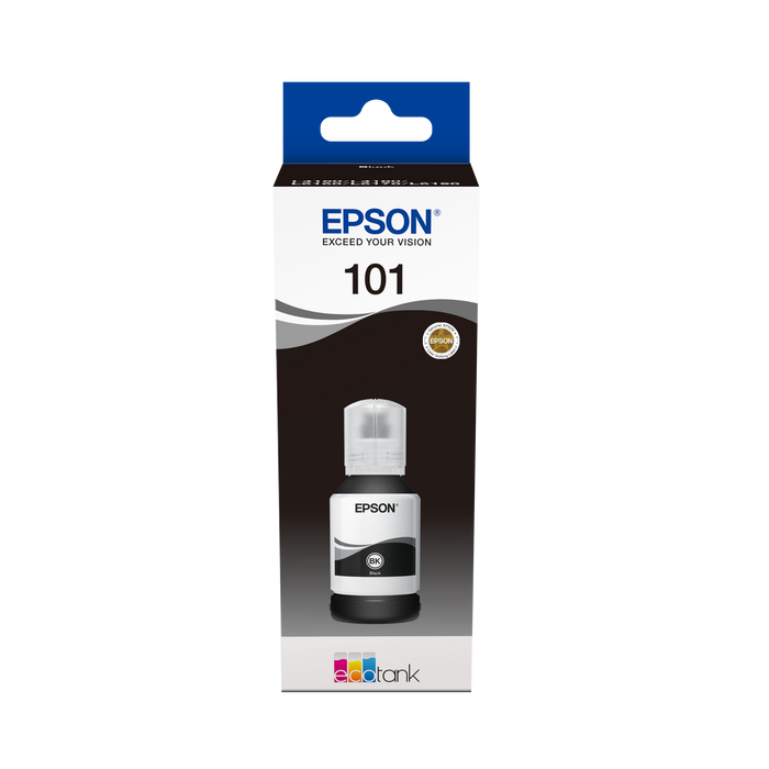 Epson 101 Ink Bottles Black 127ml Ecotank L4150 / L4156 / L4160 / L4260 / L6160 / L6170 / L6176 / L6190 / L6270 / L6290 / L6370 / L14150 7500 pages - T03V14A